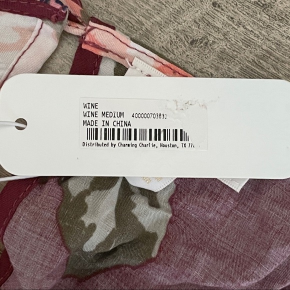 🌺 Boutique C Boho Floral Wine Ruffle Long Sleeve Blouse Size M NWT - Picture 7 of 8